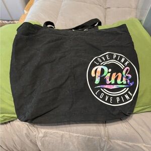 Black Tote Bag with Colorful Logo